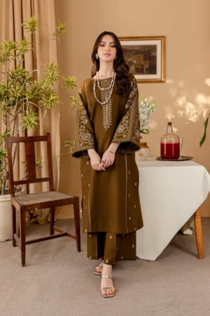 Unstitched 2 Piece Embroidered Dhanak Shirt With Dyed Trouser