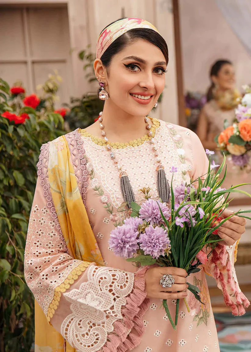 3 Piece Unstitched Heavy Embroidered Chickan Kari Lawn Suit Printed Polly Lawn Dupatta - Image 2