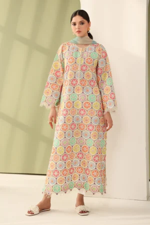 Unstitched 3 Piece Digital Printed Lawn Suit with Printed Monar Dupatta