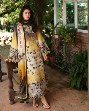 Unstitched 3 Piece Digital Printed Lawn Suit with Printed Lawn Dupatta