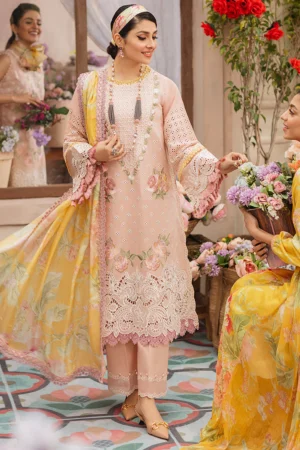 3 Piece Unstitched Heavy Embroidered Chickan Kari Lawn Suit Printed Polly Lawn Dupatta