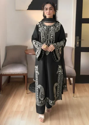 Unstitched 3 Piece Fully Embroidered Lawn Suit With Embroidered Shiffon Dupatta