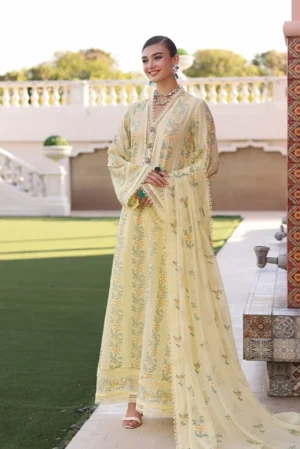 3 Piece Unstitched Heavy Embroidered Lawn Suit ( Full Embroidered Chiffon Dupatta )