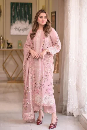 Unstitched 3 Piece Fully Embroidered Lawn Suit With Embroidered Lawn Dupatta