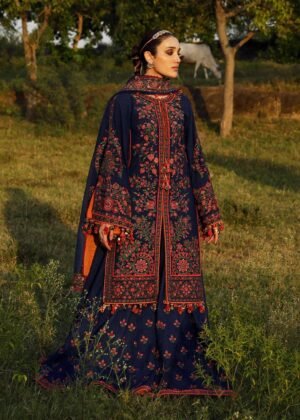 3 Piece Unstitched Heavy Embroidered Dhanak Suit ( Four Sided Embroidered Dhanak Shawl )