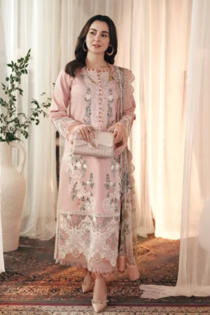 Unstitched 3 Piece Fully Embroidered Chickan Kari Lawn Suit With With Printed Shiffon Dupatta