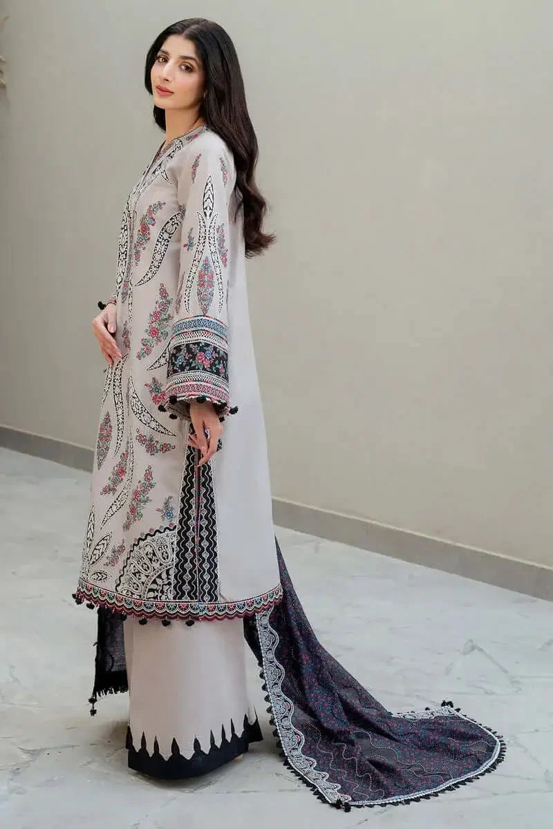 Unstitched 3 Pec Fully Embroidered Lawn Suit With Printed Lawn Dupatta - Image 3