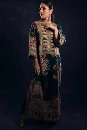 Luxury Unstitched 3 Piece Fully Embroidered Silk Dress
