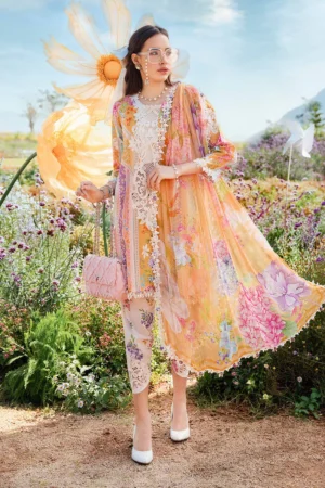 Unstitched 3 Piece Digital Printed Lawn Suit with Printed Lawn Dupatta