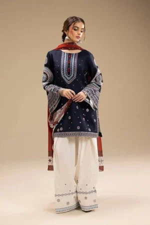 Unstitched 3 Piece Fully Embroidered Lawn Suit with Printed Monar Dupatta