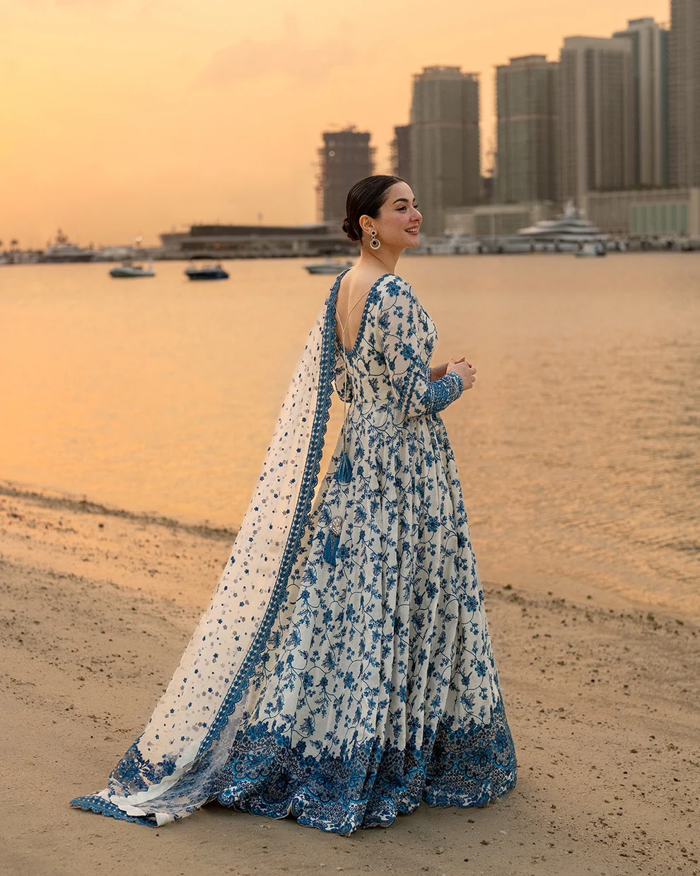 Unstitched 3 Piece Fully Embroidered Lawn Maxi With Embroidered Organza Dupatta - Image 3