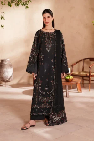 Unstitched 3 Pec Fully Embroidered Lawn Suit With Embroidered Shiffon Dupatta