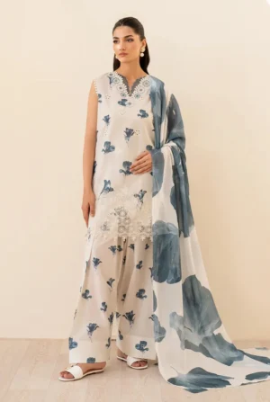UNSTITCHED - 3 Piece Chicken Kari Embroidered Lawn Fabric