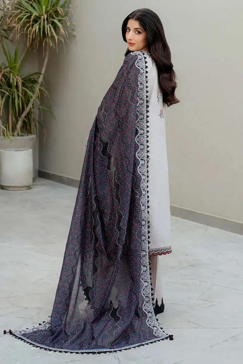 Unstitched 3 Pec Fully Embroidered Lawn Suit With Printed Lawn Dupatta - Image 4