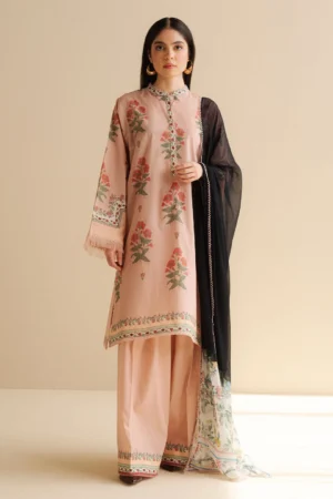 Unstitched 3 Piece Digital Printed Lawn Suit with Printed Polly Lawn Dupatta