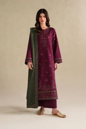Unstitched 3 Piece Fully Embroidered Lawn Suit With Embroidered Lawn Dupatta