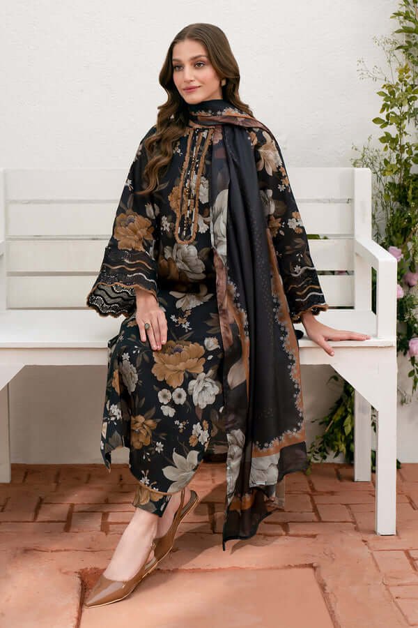 Unstitched Embroidered 3 PEC Khaddar Suit with Printed Khaddar Dupatta - Image 3