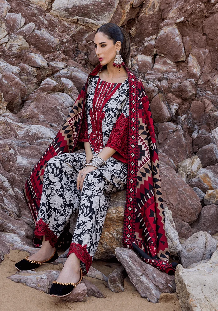 Unstitched Embroidered 3 PEC Khaddar Suit with Printed Khaddar Dupatta - Image 3