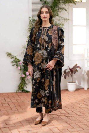 Unstitched Embroidered 3 PEC Khaddar Suit with Printed Khaddar Dupatta