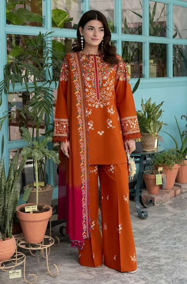 Unstitched 3 Piece Fully Embroidered Dhanak Fabric With Embroidered Dhanak Shawl