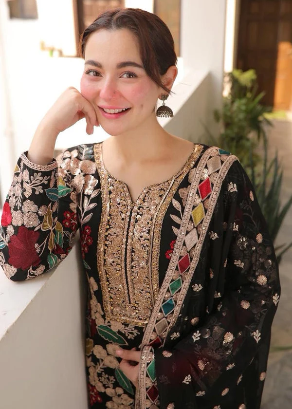 3 Piece Unstitched Embroidered Dhanak Fabric With Embroidered Chiffon Dupatta - Image 3