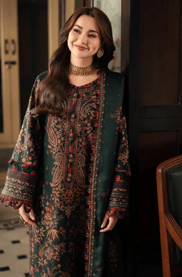 3 Piece Unstitched Heavy Embroidered Dhanak Fabric With Embroidered Dhanak Shawl - Image 3