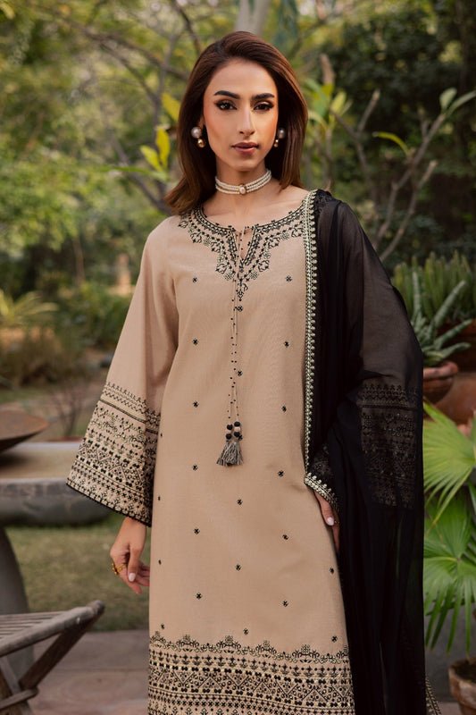 3 Piece Unstitched Embroidered Dhanak Fabric With Embroidered Dhanak Shawl - Image 3