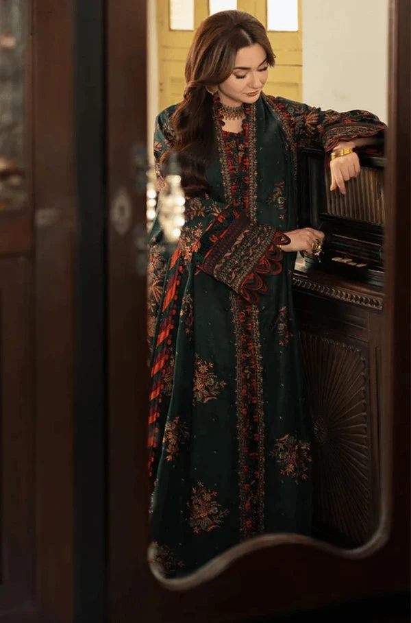 3 Piece Unstitched Heavy Embroidered Dhanak Fabric With Embroidered Dhanak Shawl - Image 5