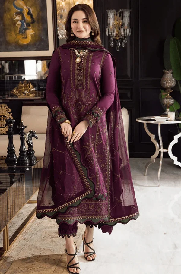 3 Piece Unstitched Embroidered Dhanak Fabric With Embroidered Chiffon Dupatta - Image 3