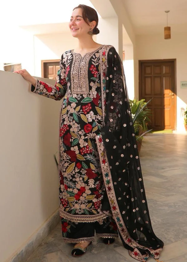 3 Piece Unstitched Embroidered Dhanak Fabric With Embroidered Chiffon Dupatta - Image 5