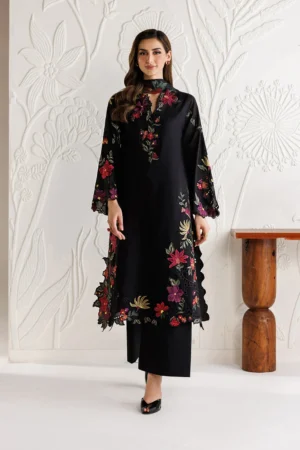3 Piece Unstitched Embroidered Dhanak Fabric With Printed Shawl