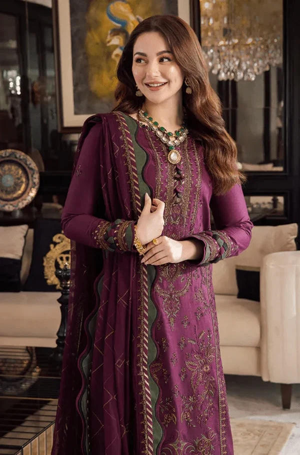 3 Piece Unstitched Embroidered Dhanak Fabric With Embroidered Chiffon Dupatta - Image 5