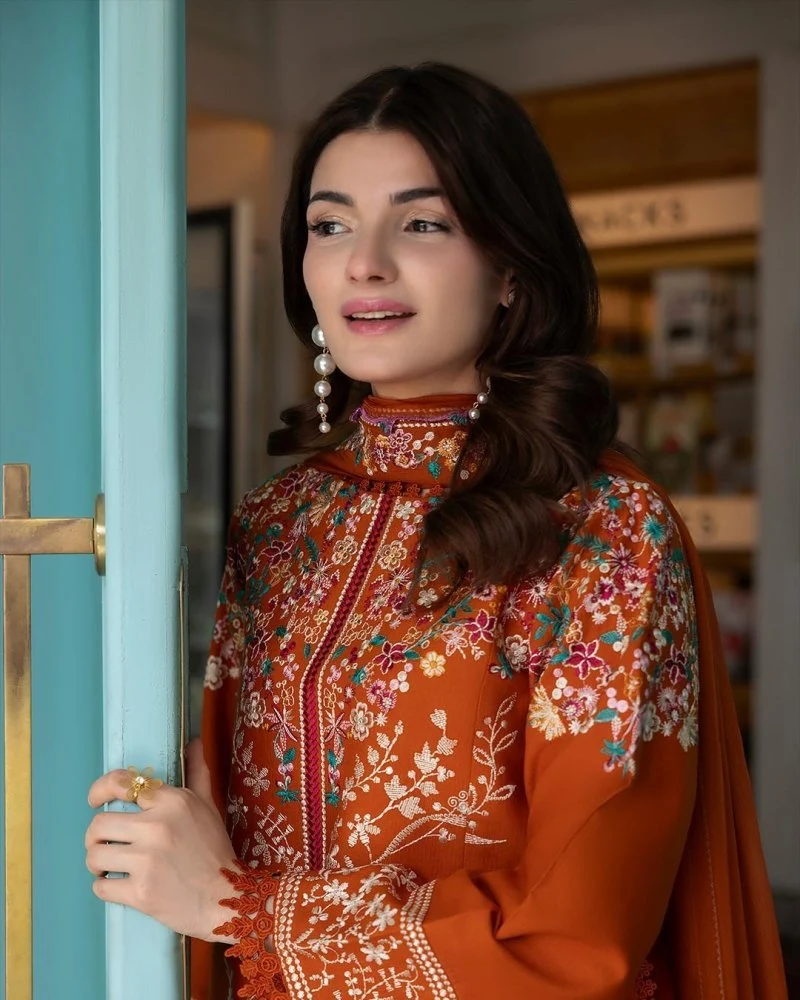 Unstitched 3 Piece Fully Embroidered Dhanak Fabric With Embroidered Dhanak Shawl - Image 2