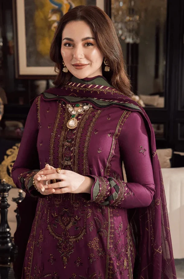 3 Piece Unstitched Embroidered Dhanak Fabric With Embroidered Chiffon Dupatta - Image 4