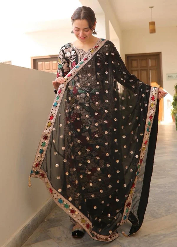 3 Piece Unstitched Embroidered Dhanak Fabric With Embroidered Chiffon Dupatta - Image 2