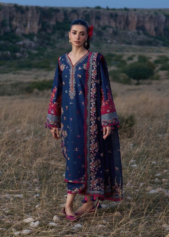3 Piece Unstitched Heavy Embroidered Dhanak Suit With Embroidered Chiffon Dupatta - Image 3