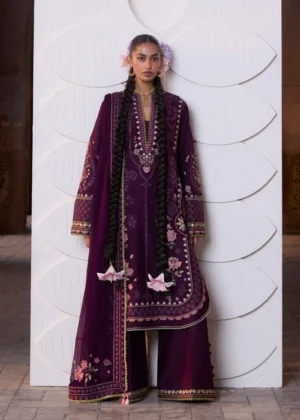 Unstitched 3 Piece Fully Embroidered Dhanak Dress With Embroidered Dhanak Shawl