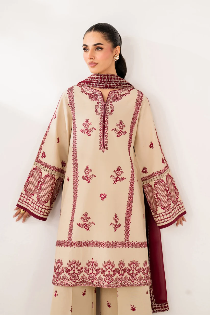 3 Piece Unstitched Heavy Embroidered Dhanak Fabric With Embroidered Dhanak Shawl - Image 7