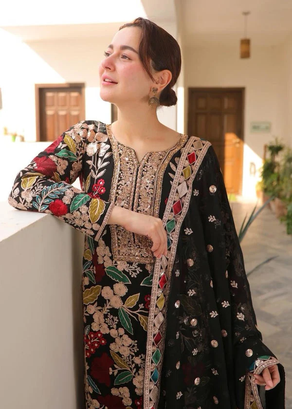 3 Piece Unstitched Embroidered Dhanak Fabric With Embroidered Chiffon Dupatta - Image 4