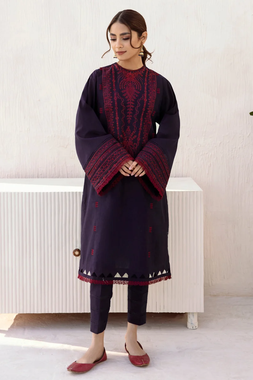 3 Piece Unstitched Embroidered Dhanak Fabric With Plain Dhanak Shawl - Image 5