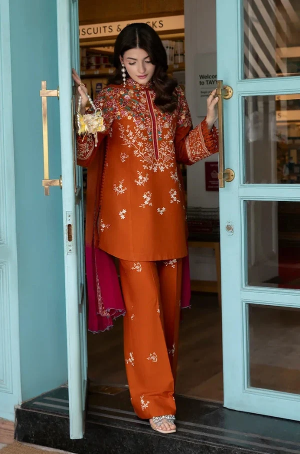 Unstitched 3 Piece Fully Embroidered Dhanak Fabric With Embroidered Dhanak Shawl - Image 4