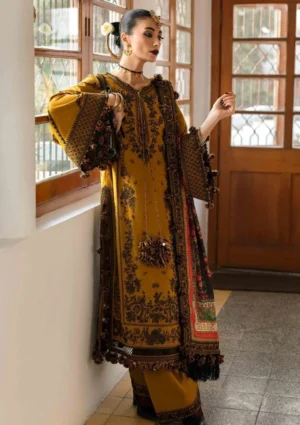 3 Piece Unstitched Embroidered Dhanak Suit With Digital Printed Blended Shawl