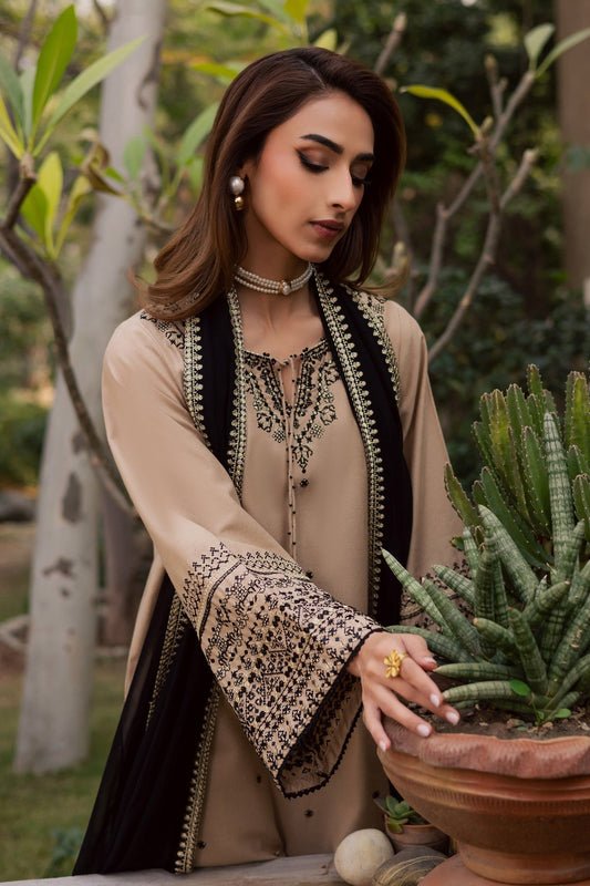 3 Piece Unstitched Embroidered Dhanak Fabric With Embroidered Dhanak Shawl - Image 6