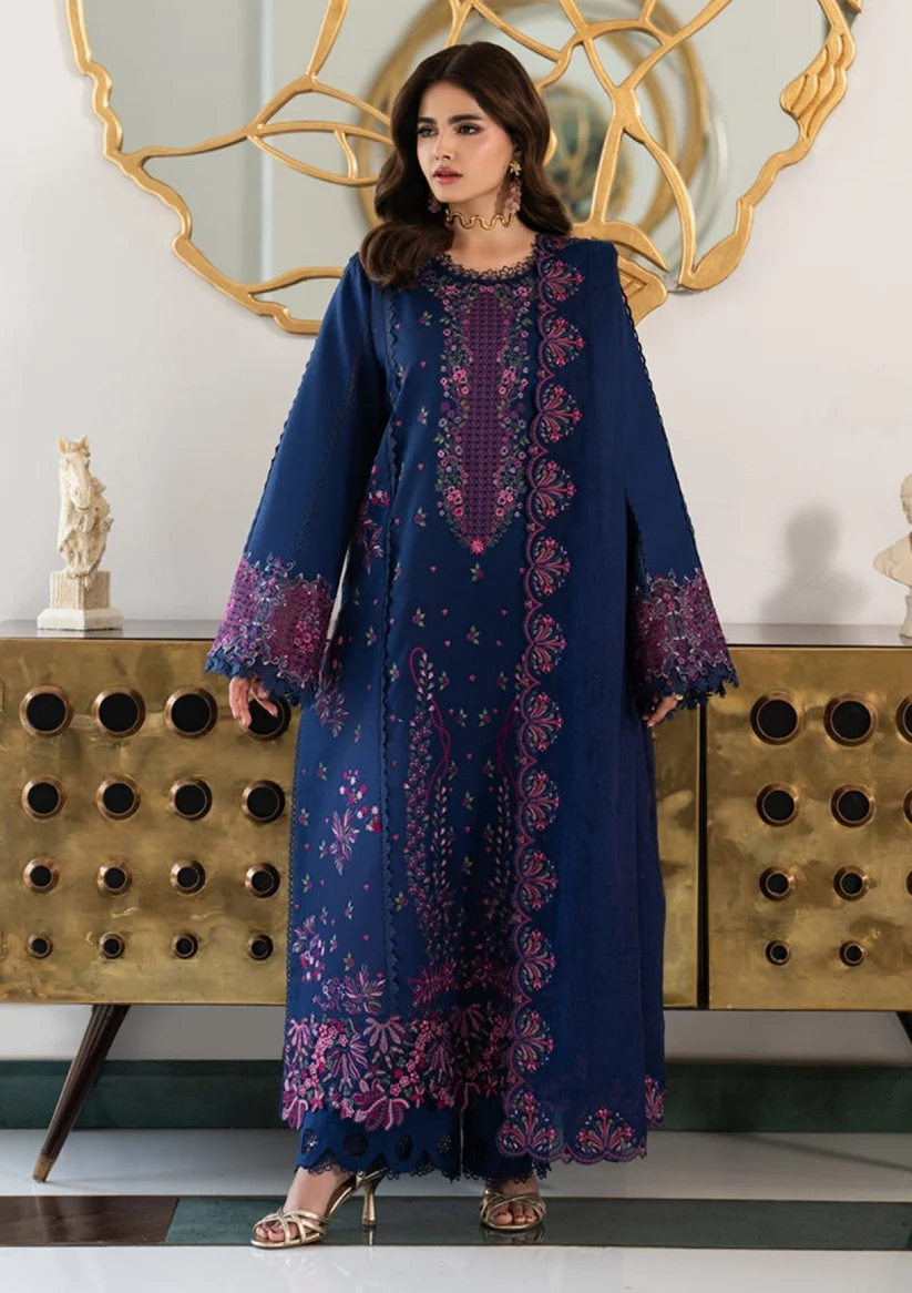 3 Piece Unstitched Embroidered Dhanak Suit With Embroidered Dhanak Shawl - Image 2