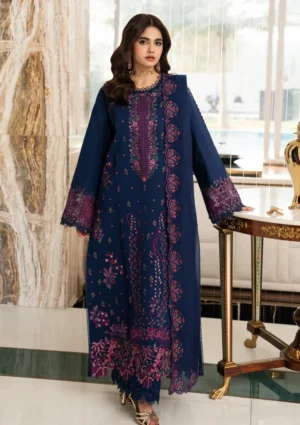 3 Piece Unstitched Embroidered Dhanak Suit With Embroidered Dhanak Shawl