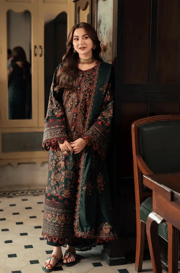 3 Piece Unstitched Heavy Embroidered Dhanak Fabric With Embroidered Dhanak Shawl - Image 2