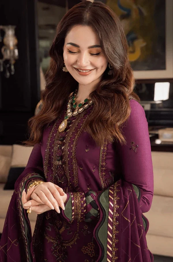 3 Piece Unstitched Embroidered Dhanak Fabric With Embroidered Chiffon Dupatta - Image 2