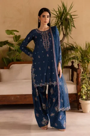 3 Piece Unstitched Heavy Embroidered Dhanak Fabric With Embroidered Chiffon Dupatta
