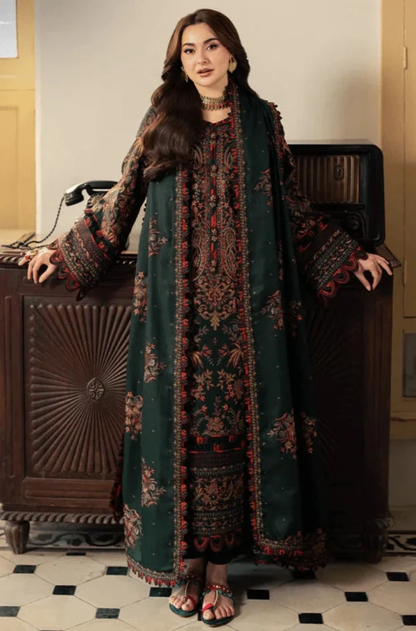 3 Piece Unstitched Heavy Embroidered Dhanak Fabric With Embroidered Dhanak Shawl