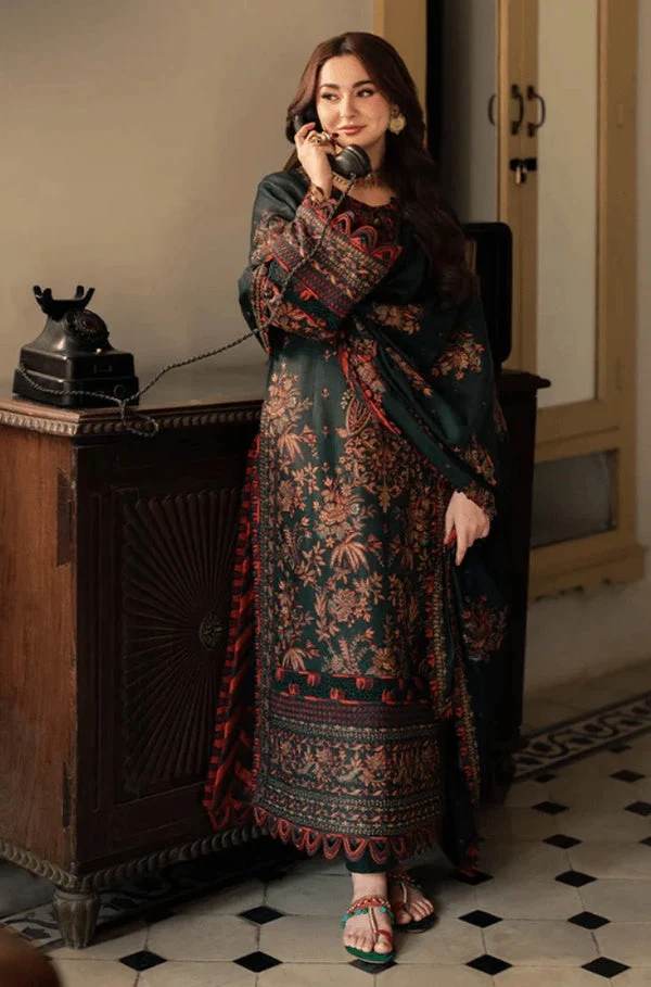 3 Piece Unstitched Heavy Embroidered Dhanak Fabric With Embroidered Dhanak Shawl - Image 4